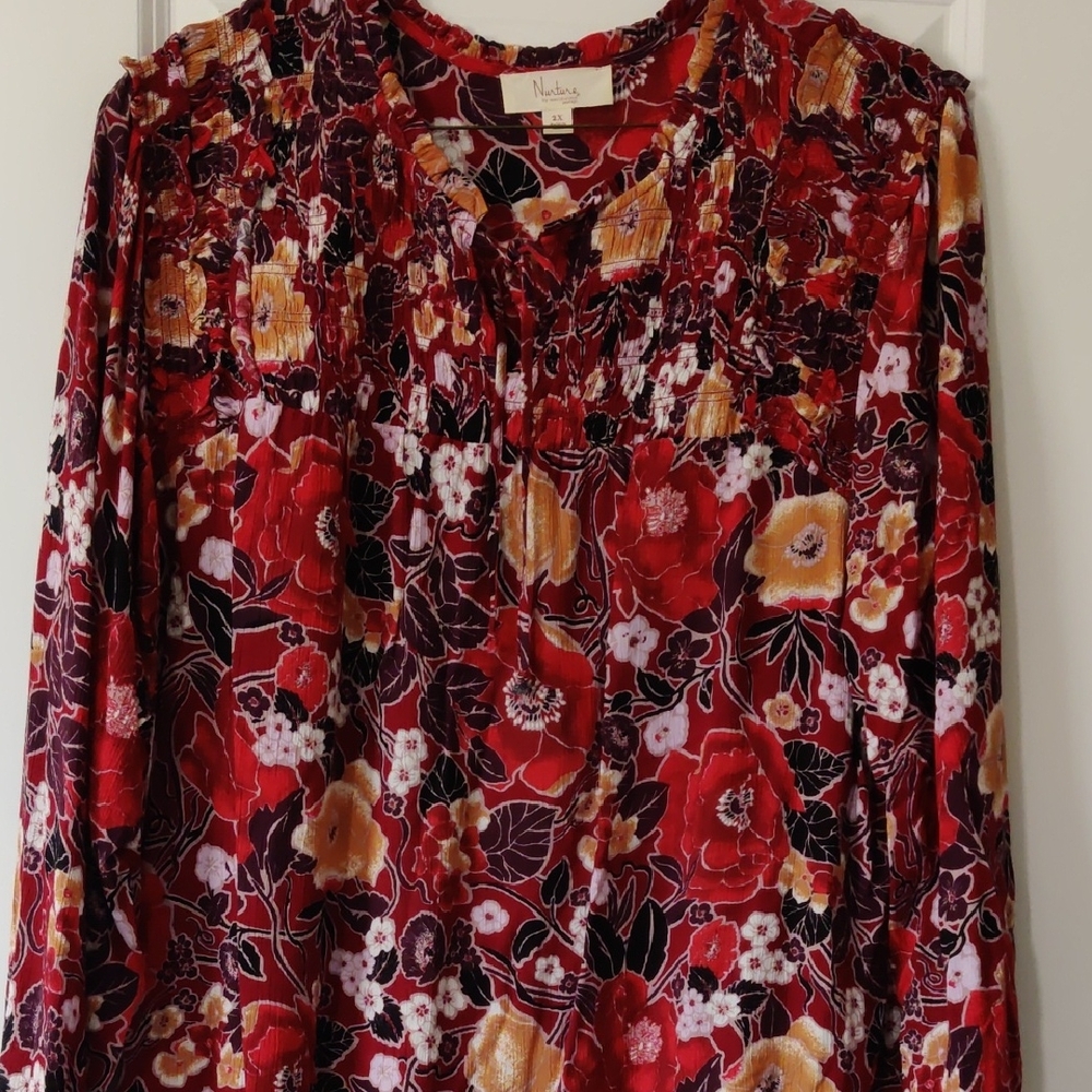 Women's Floral Red Top